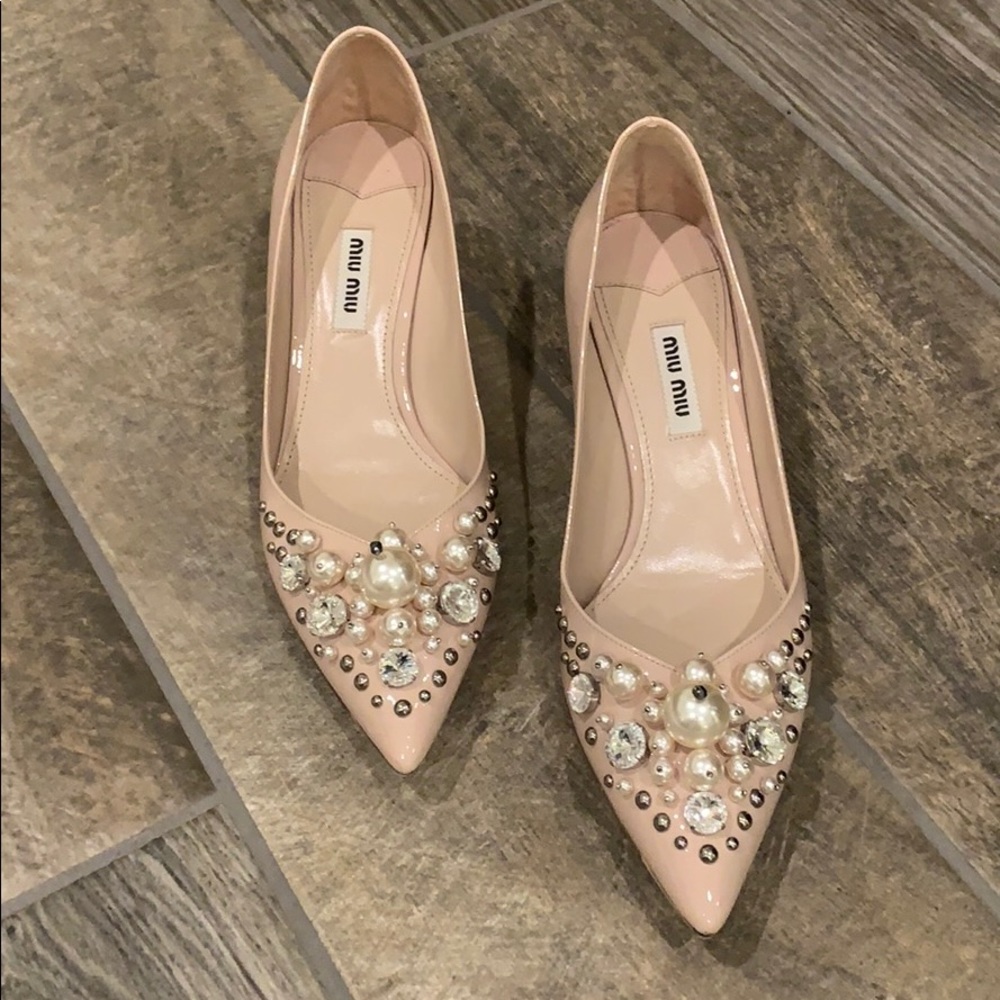 Miu Miu jeweled kitten heels.  Size 37
